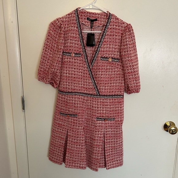 Maje Renetia Pink Tweed Puff-Sleeve Minidress NWT - Picture 5 of 8